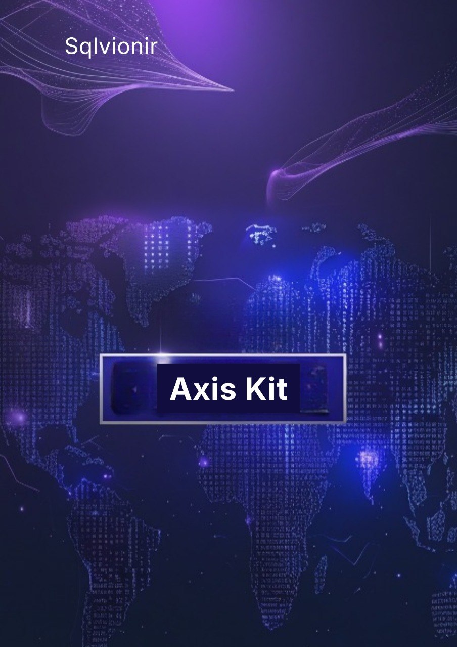 World map with digital elements and 'Sqlvionir Axis Kit' text on a dark background