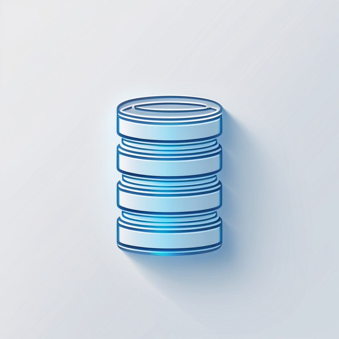 Blue cylindrical object on a light gray background