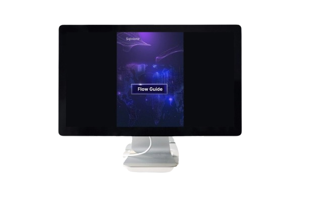 Digital display with a 'Flow Guide' on a white background