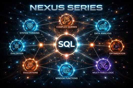 Diagram of the Nexus Series with SQL at the center and related concepts around it on a dark background.