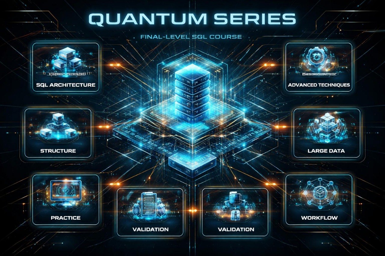 Quantum Series course module with futuristic design elements on a dark background